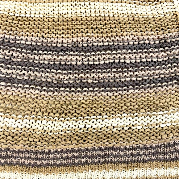 Free People Taupe Beige Gray Ivory Striped Open Loose Knit Sweater, Size Small - Picture 5 of 11